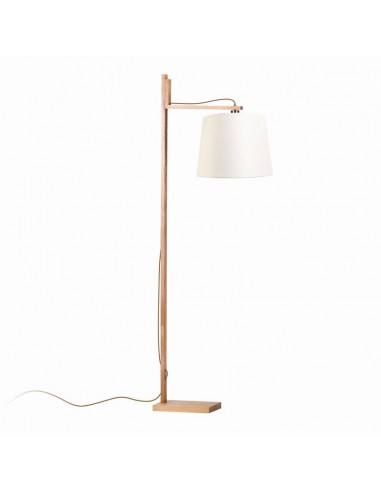 Lámpara pie de madera pantalla de Gardenia de Ineslam |Ibilamp