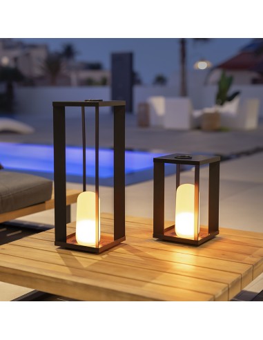 Lámpara de mesa para exterior sin cables tipo vela Siroco New Garden