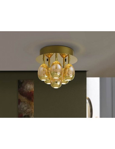 Plafón de techo de led 6 luces oro...